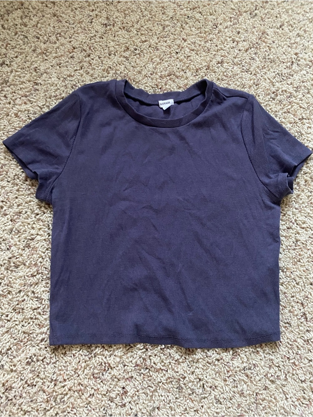 Garage deep purple  Ribbed Crop Tee